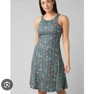 PRANA Women's XL Skypath Tank Dress Back Cut Out Knee Length Outdoor Grey